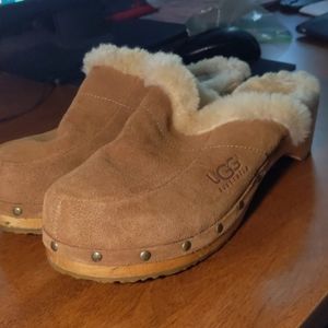 UGG Australia Kalie Leather Sheepskin Clog Mules